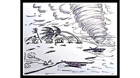 cyclone drawing easy|Cyclone scenery Drawing .